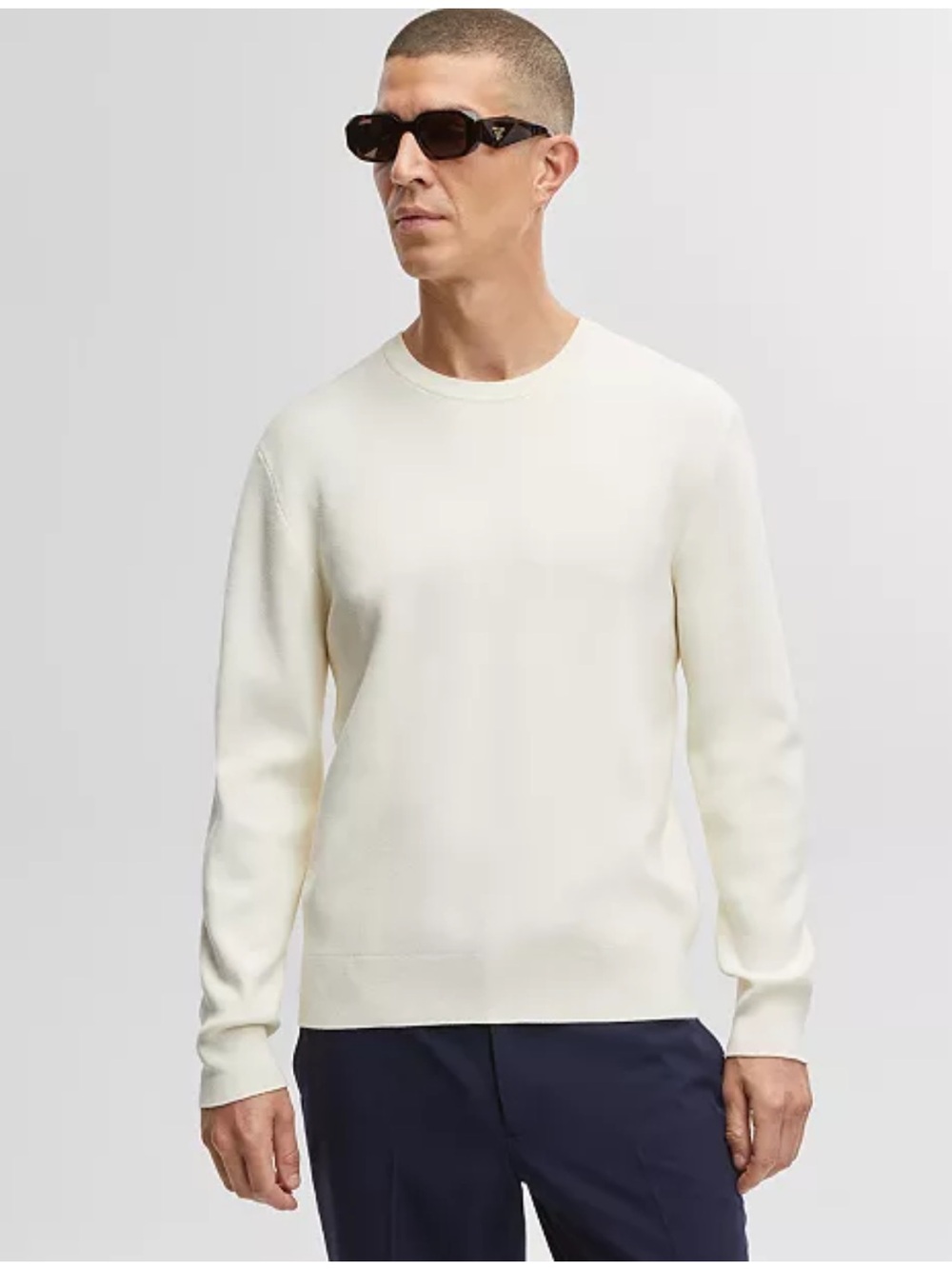 Mode of One Men's Crewneck Sweater in Off-White/Cream | Size Large